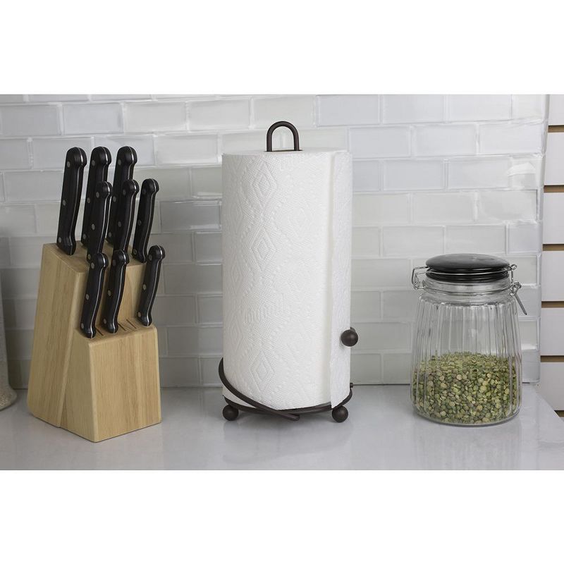Home Basics  Easy Tear Bamboo Paper Towel Holder with Weighted Base, Natural