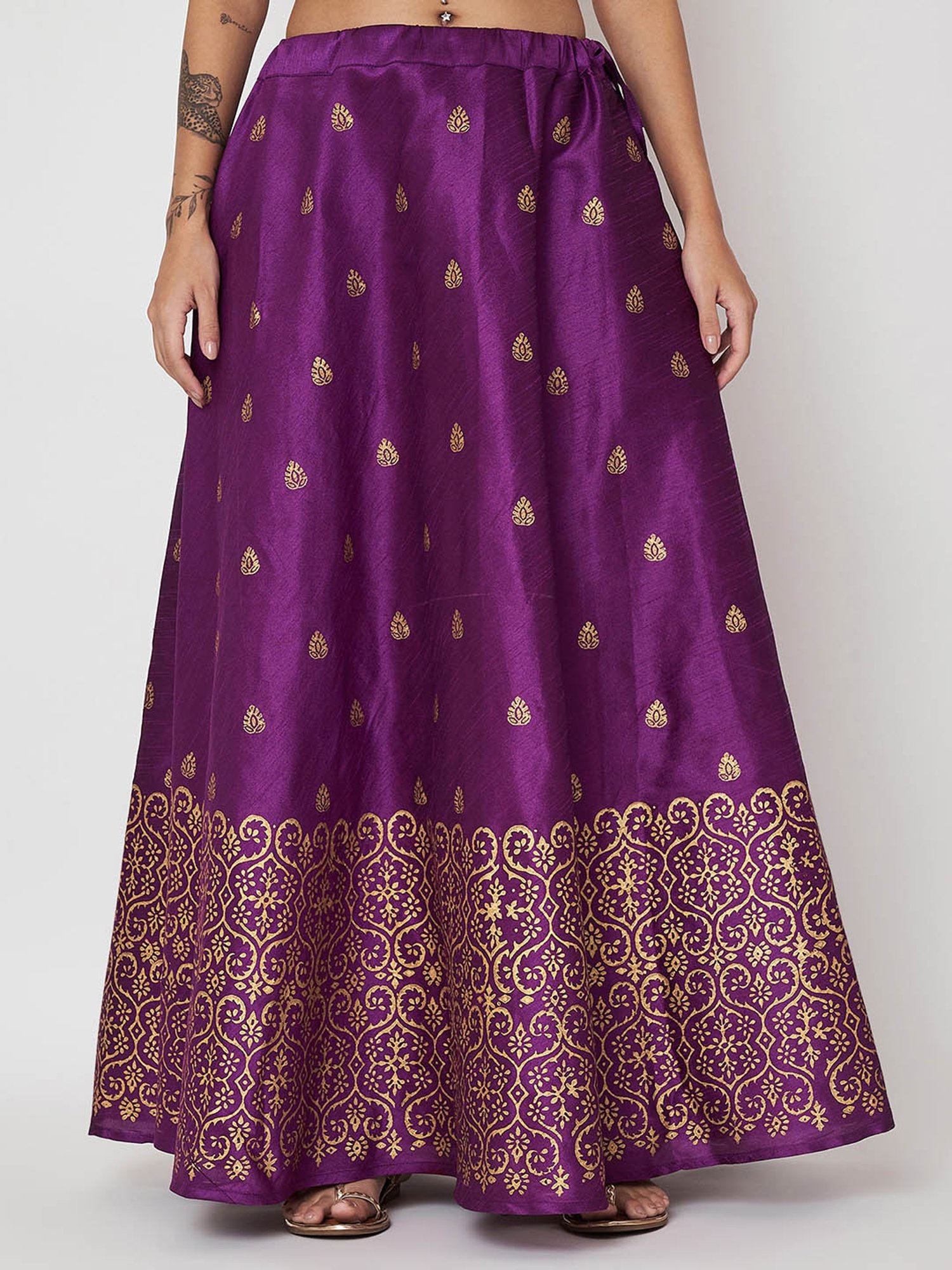 studiorasa Purple Block Print Lehnga Choli Set With Dupatta