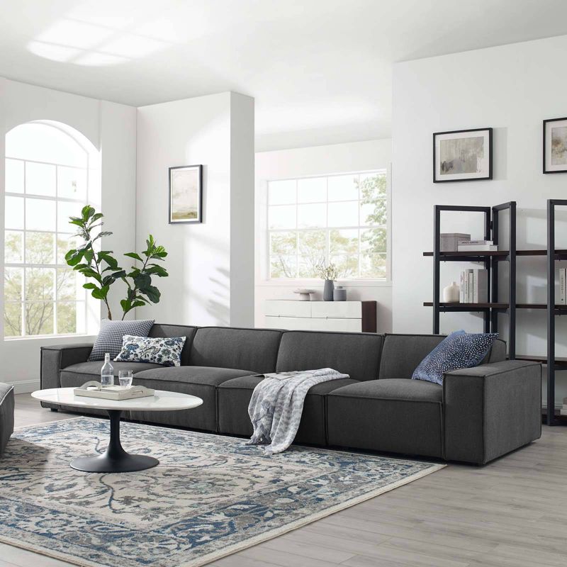 4pc Restore Sectional Sofa with Ottoman Charcoal - Modway
