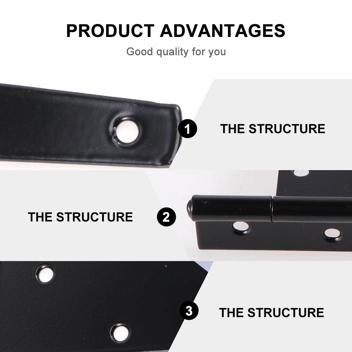 2PCS 12 Inches T Shape Rustproof Iron Light Duty Shed Hinge Gate Strap Hinge Door Gates Hinges (Black)