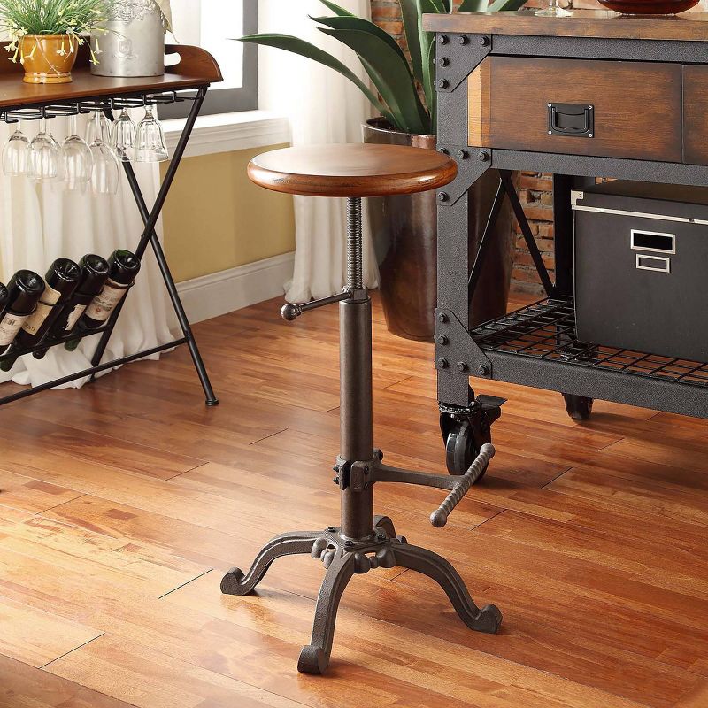 Jackson Adjustable Barstool Metal/Chestnut - Carolina Chair & Table