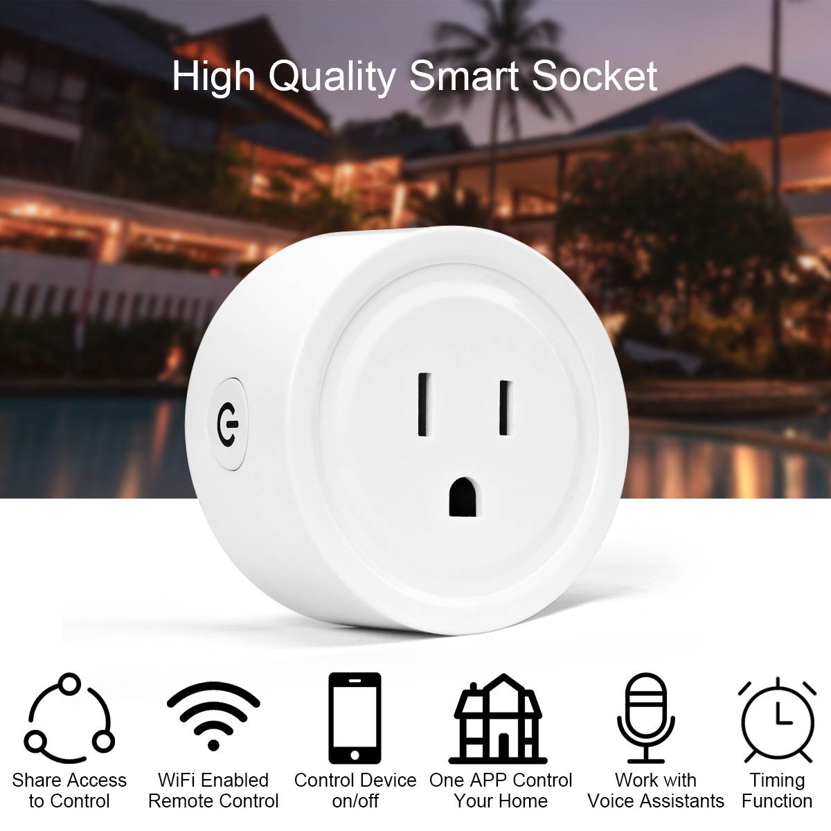 Costway 4pcs Smart Sockets Mini Wifi Smart Plug Outlet Remote Home Appliances