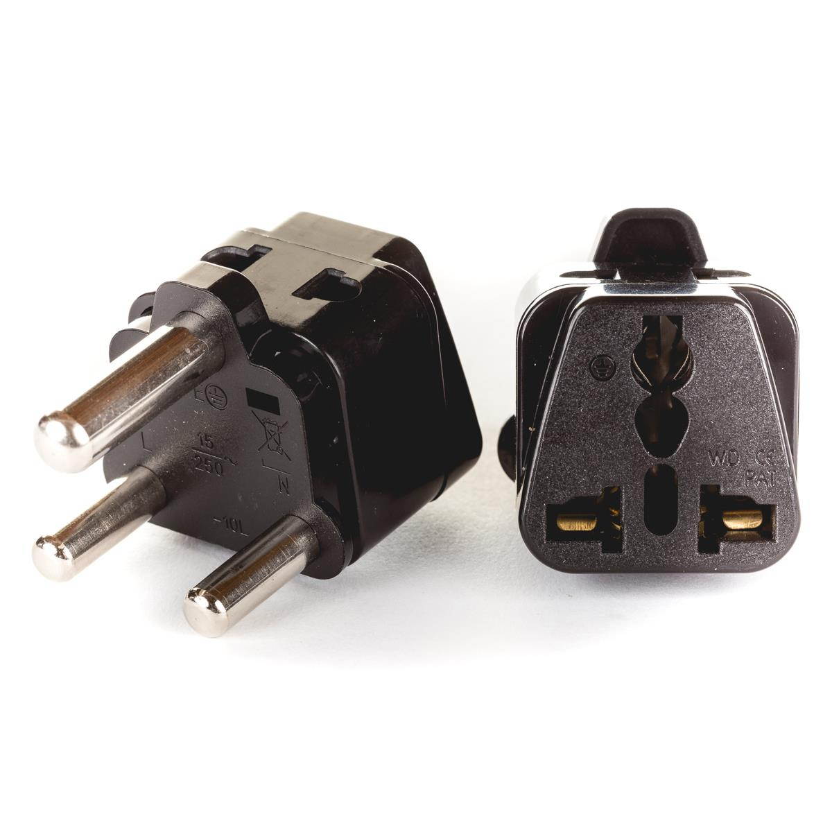 OREI 2 in 1 USA to South Africa Adapter Plug (Type M) - 2 Pack, Black