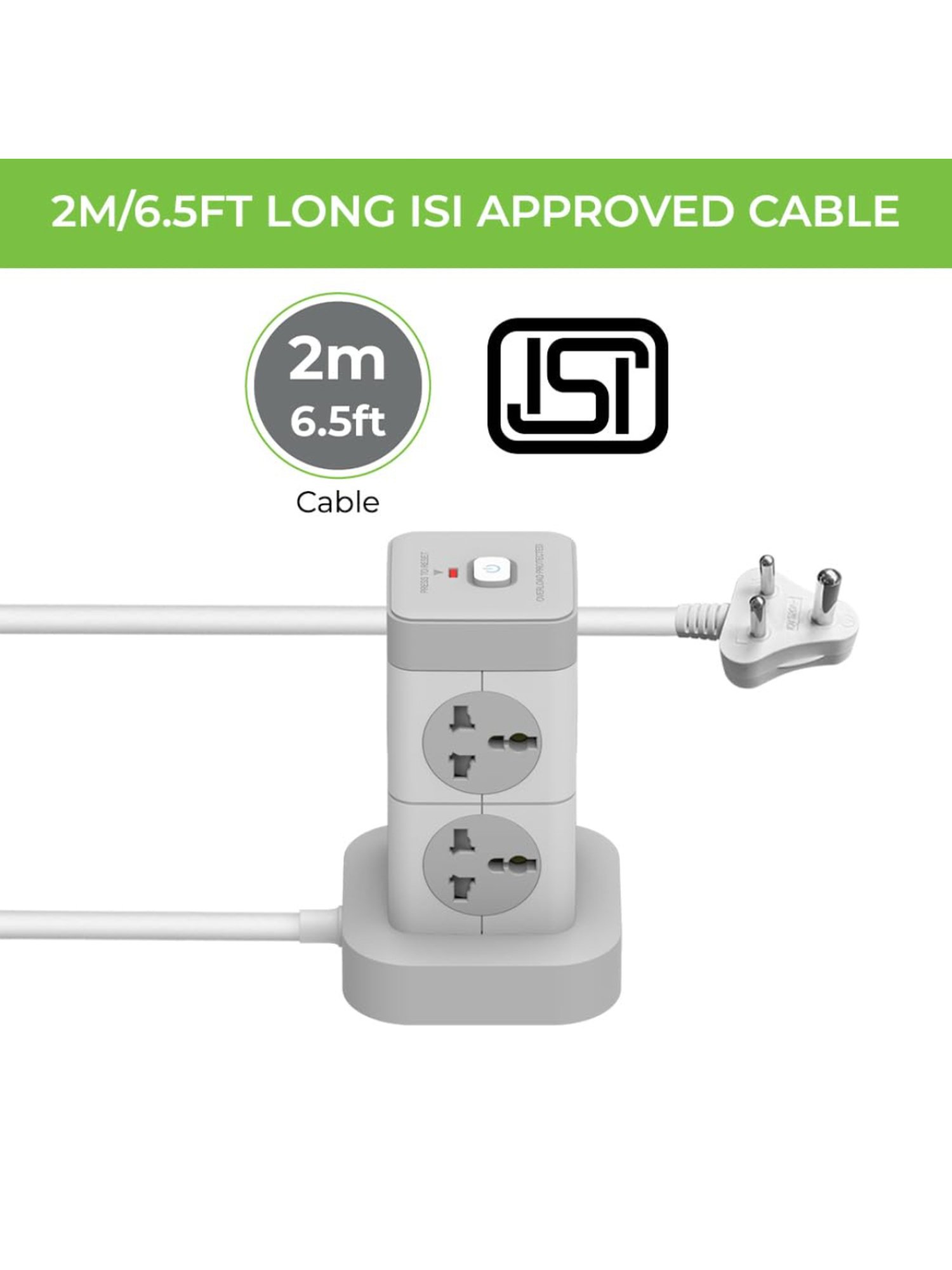 ULTRAPROLINK UM1155U Surge Protector & Spike Guard with 8 Sockets, 3 USB-A+1 Type C 3.4A (White)
