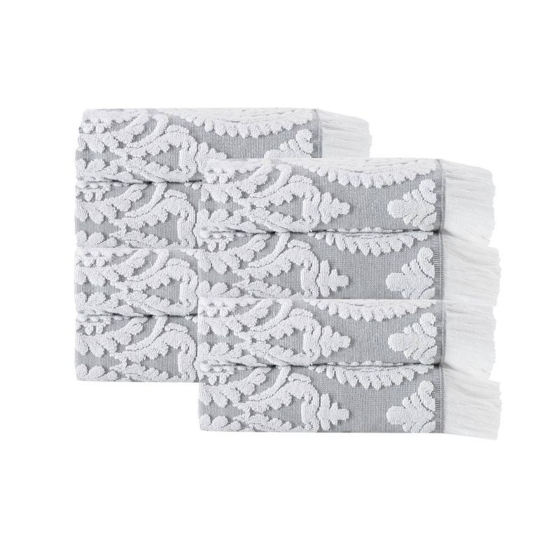 8pc Laina Turkish Cotton Hand Towel Set Silver - Enchante Home