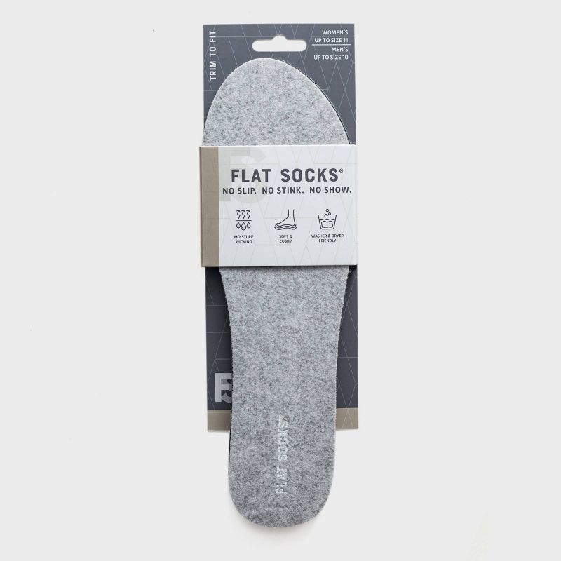 FLAT SOCKS Wool No Show Cushioned Socks - Gray