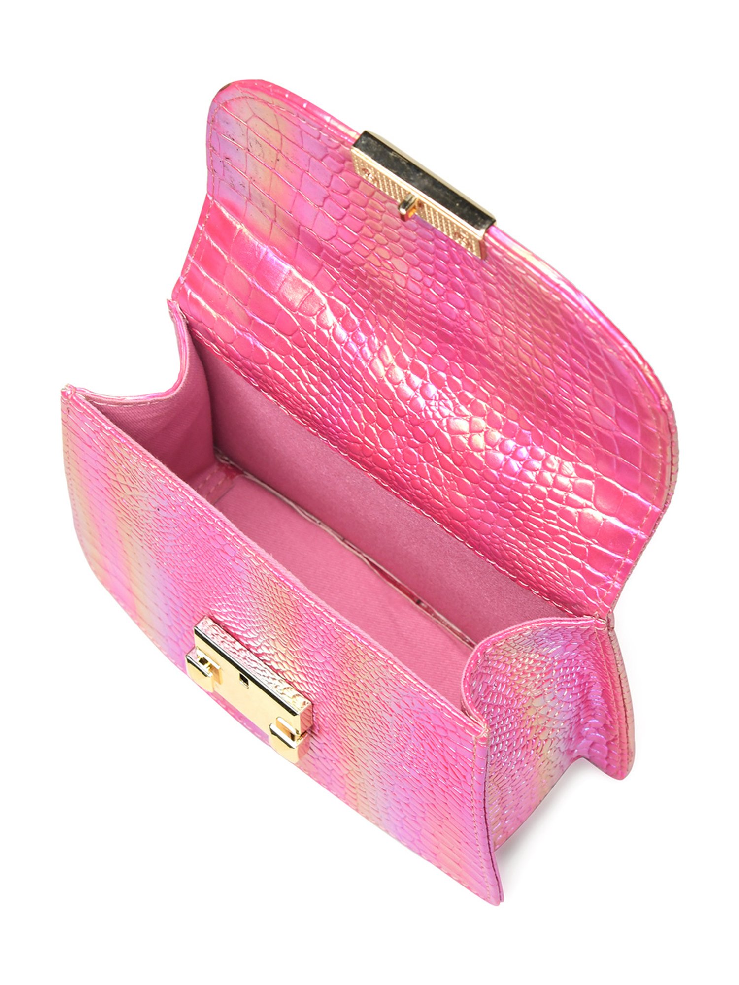 PELLE LUXUR Dark Pink Animal Effect Small Shoulder Bag