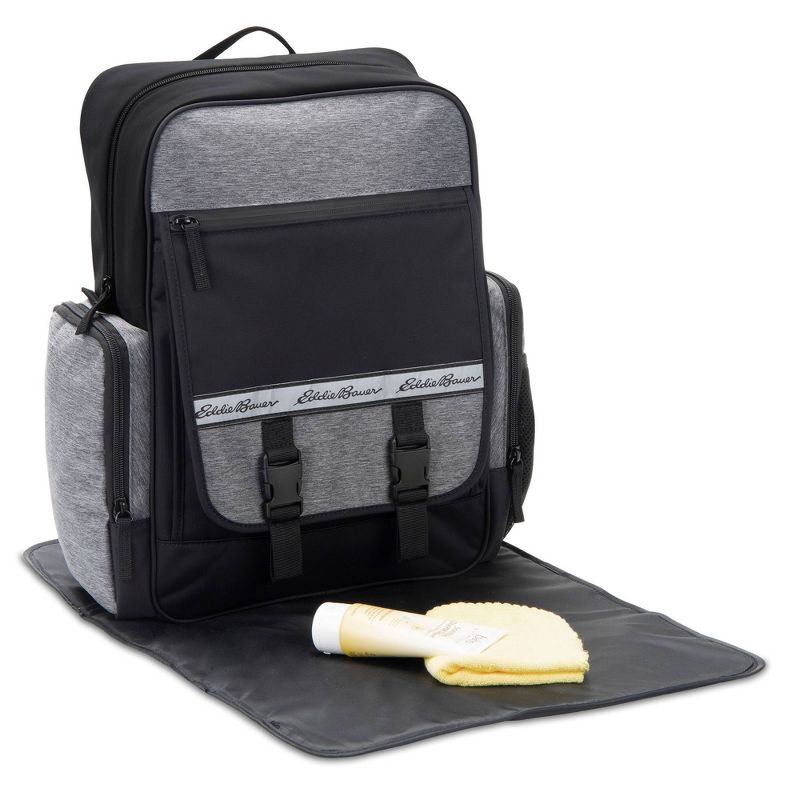 Eddie Bauer Atlas Sport Back Pack Diaper Bag with Ultra Fresh Anti-Microbial Protection - Black/Gray