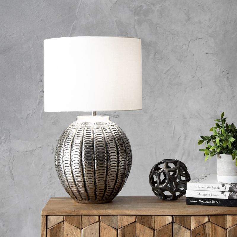 nuLOOM Brentwood 23" Iron Table Lamp Lighting - Nickel 23" H x 14" W x 14" D