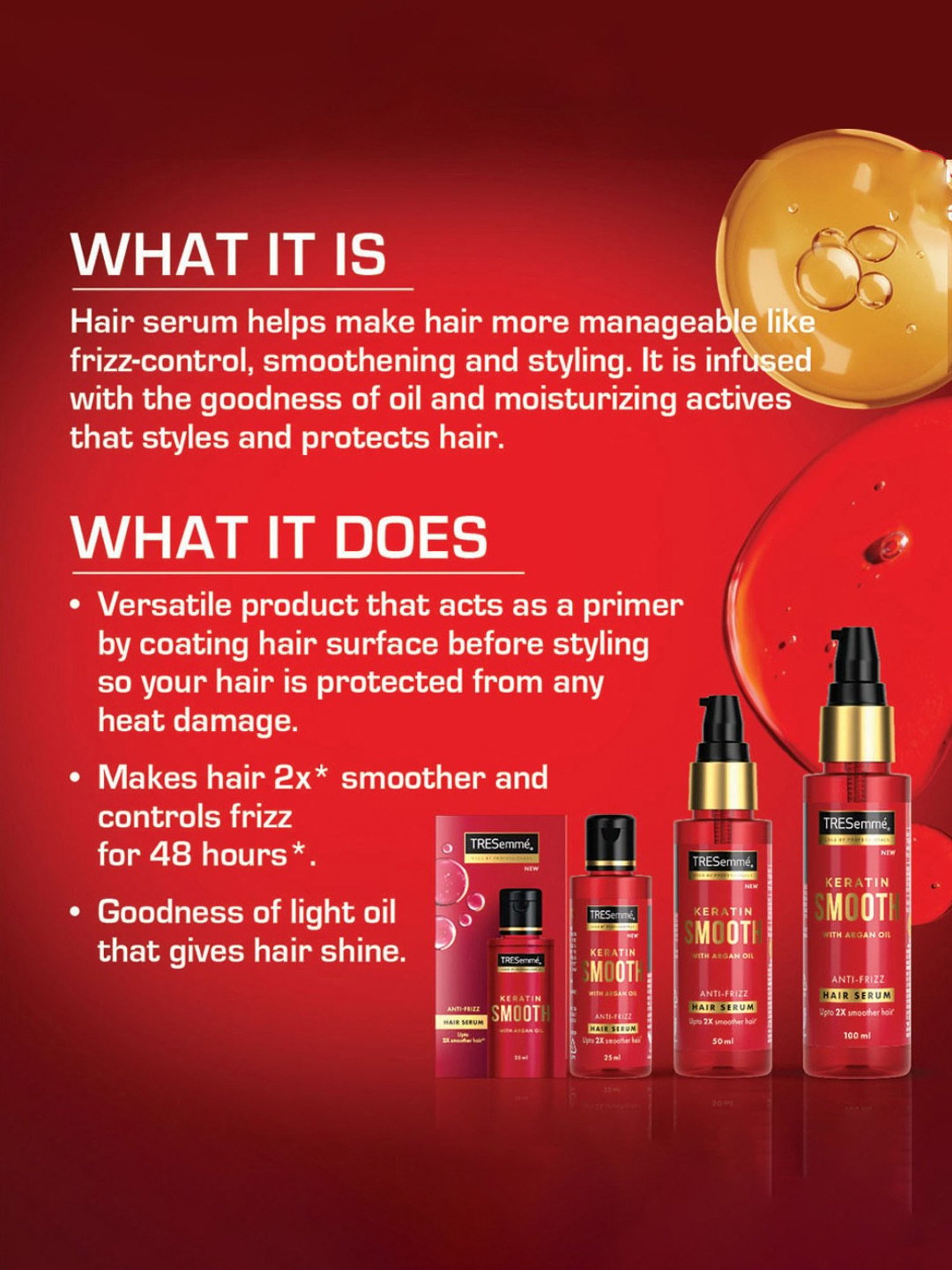 Tresemme Keratin Smooth Anti-Frizz Hair Serum - 50 ml