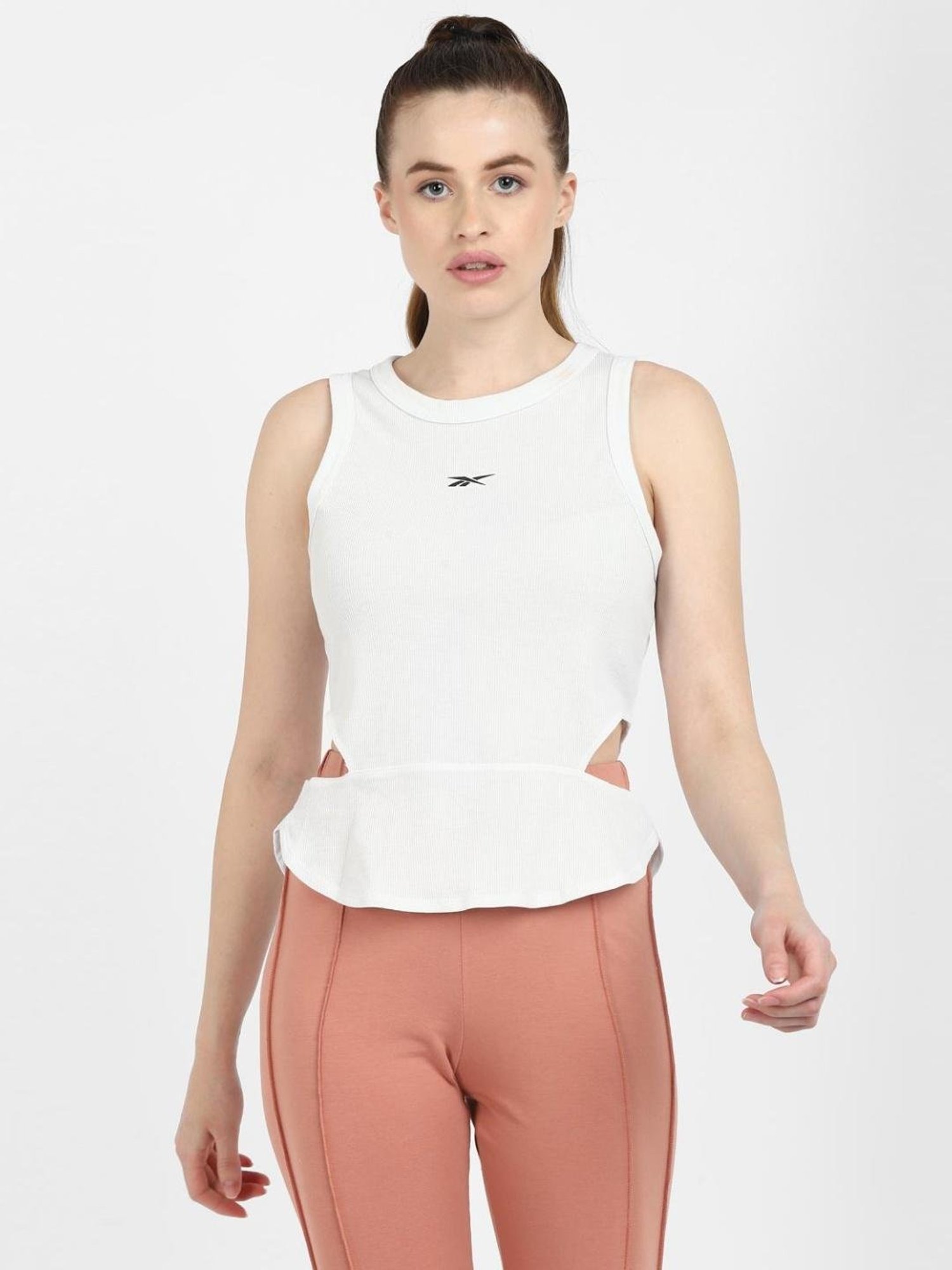 Reebok White Fitted Tank Top