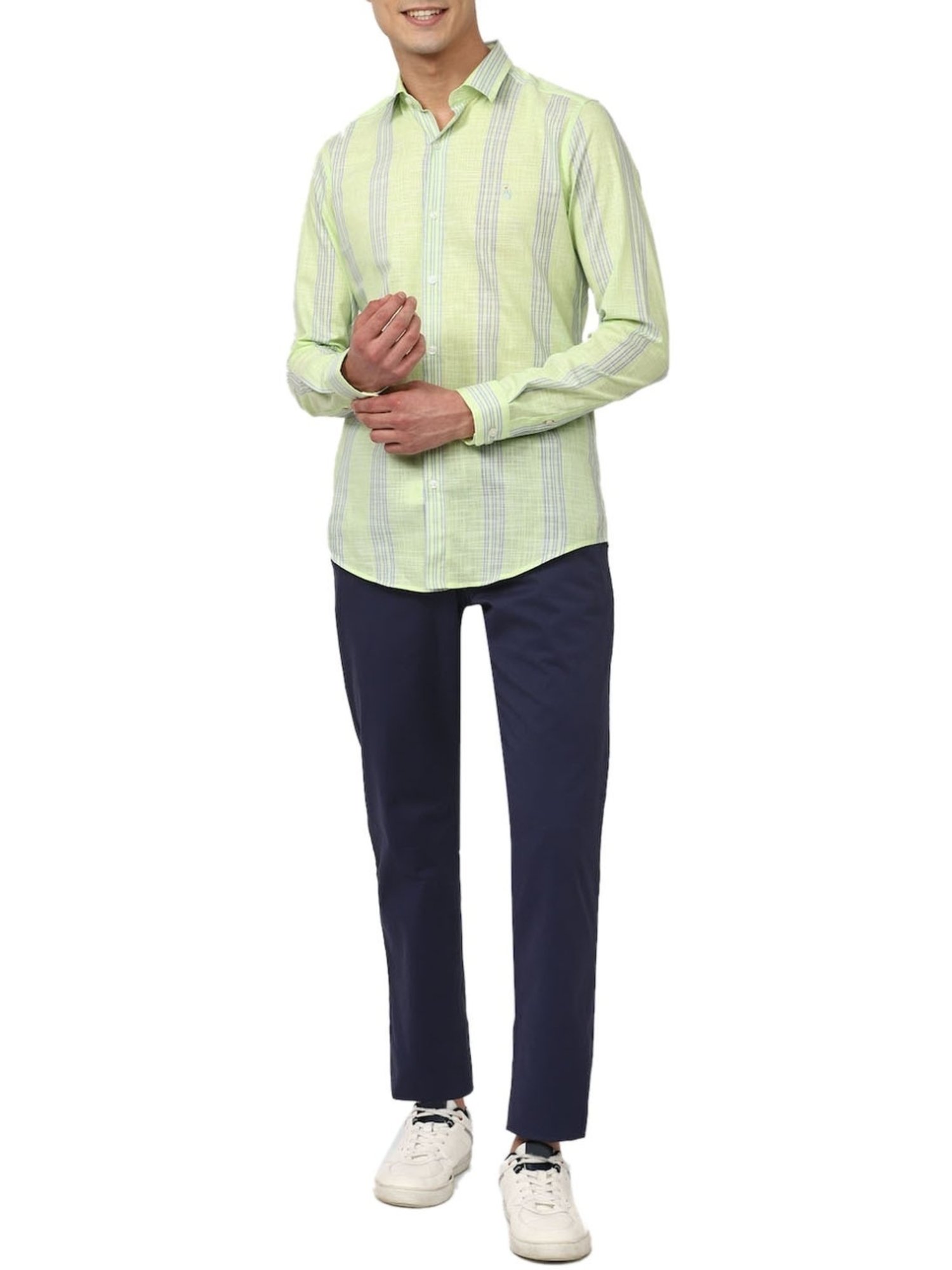 Simon Carter London Green Stripes Slim Fit Shirt