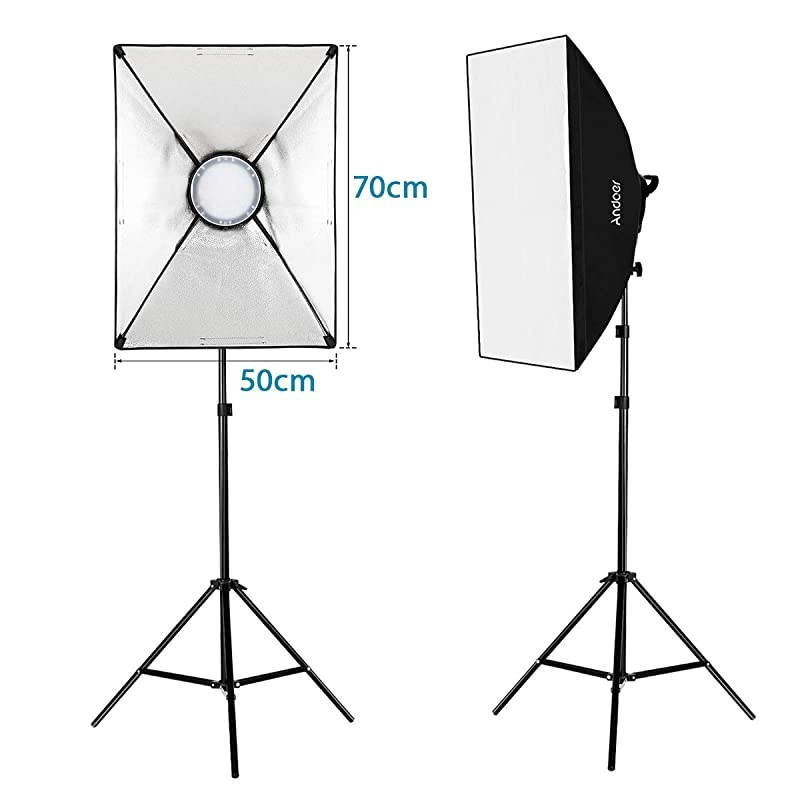 Studio Photography Softbox LED Light Kit Including 20X28 Inches Softboxes 45W BiColor Temperature 2700K5500K Dimmable LED Lights 2 Meters Light Stands Carry Bag