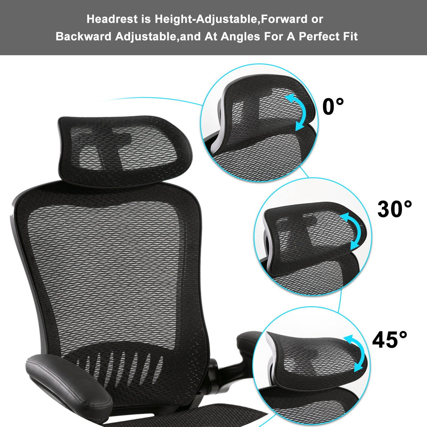 Office Chair &mdash;&mdash;Ergonomic Mesh Adjustable Home Desk Office Chair Modern Design Reclining Chair(Black)