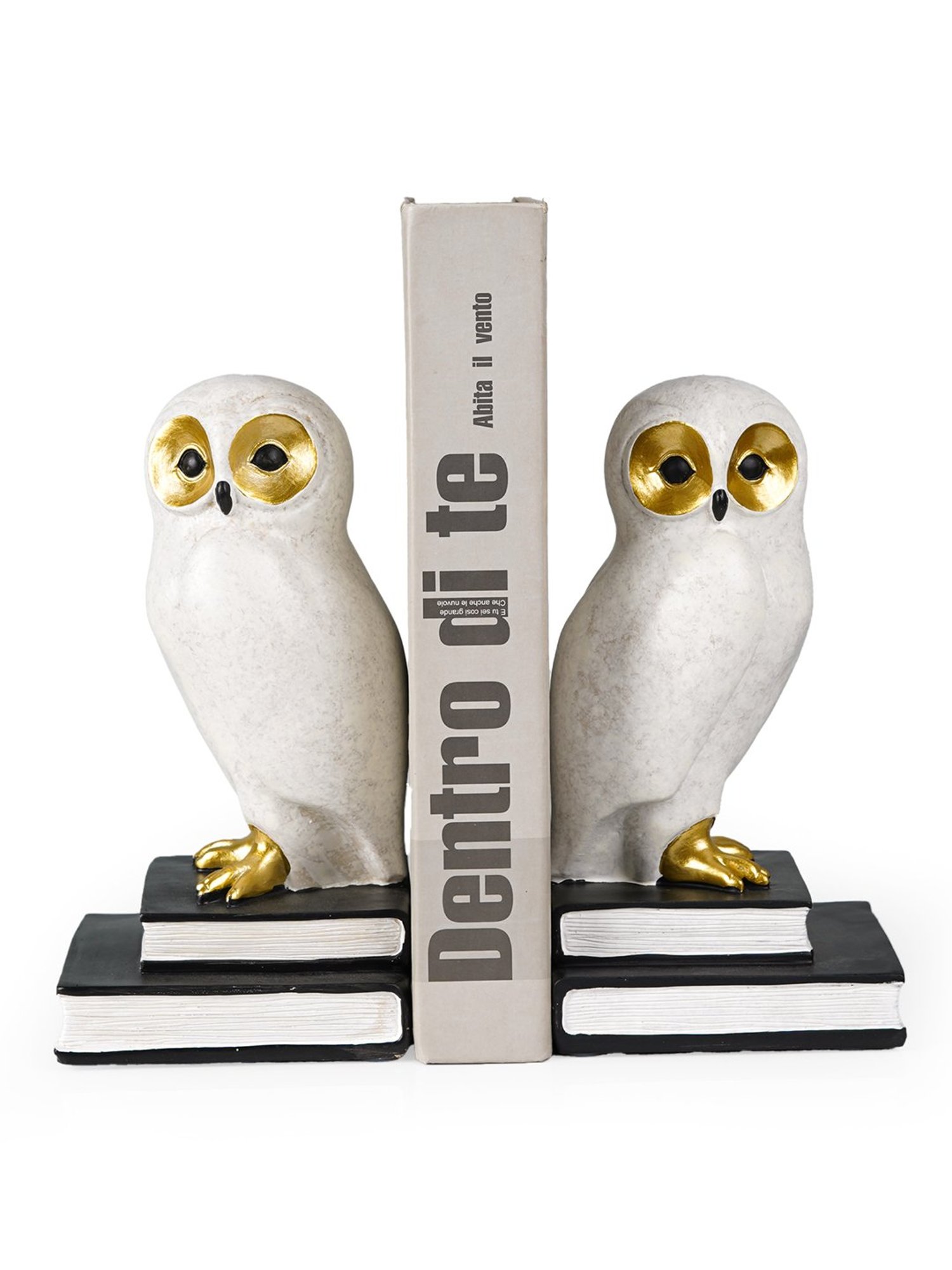 The Artment Decorative Set of 2 White Owl Polyresin Bookend - Book Organizer