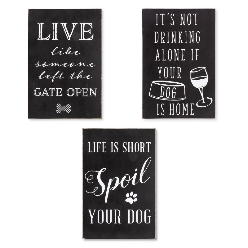 Lone Elm Studios Set of 3 Wood Dog Themed Wall D'ecor