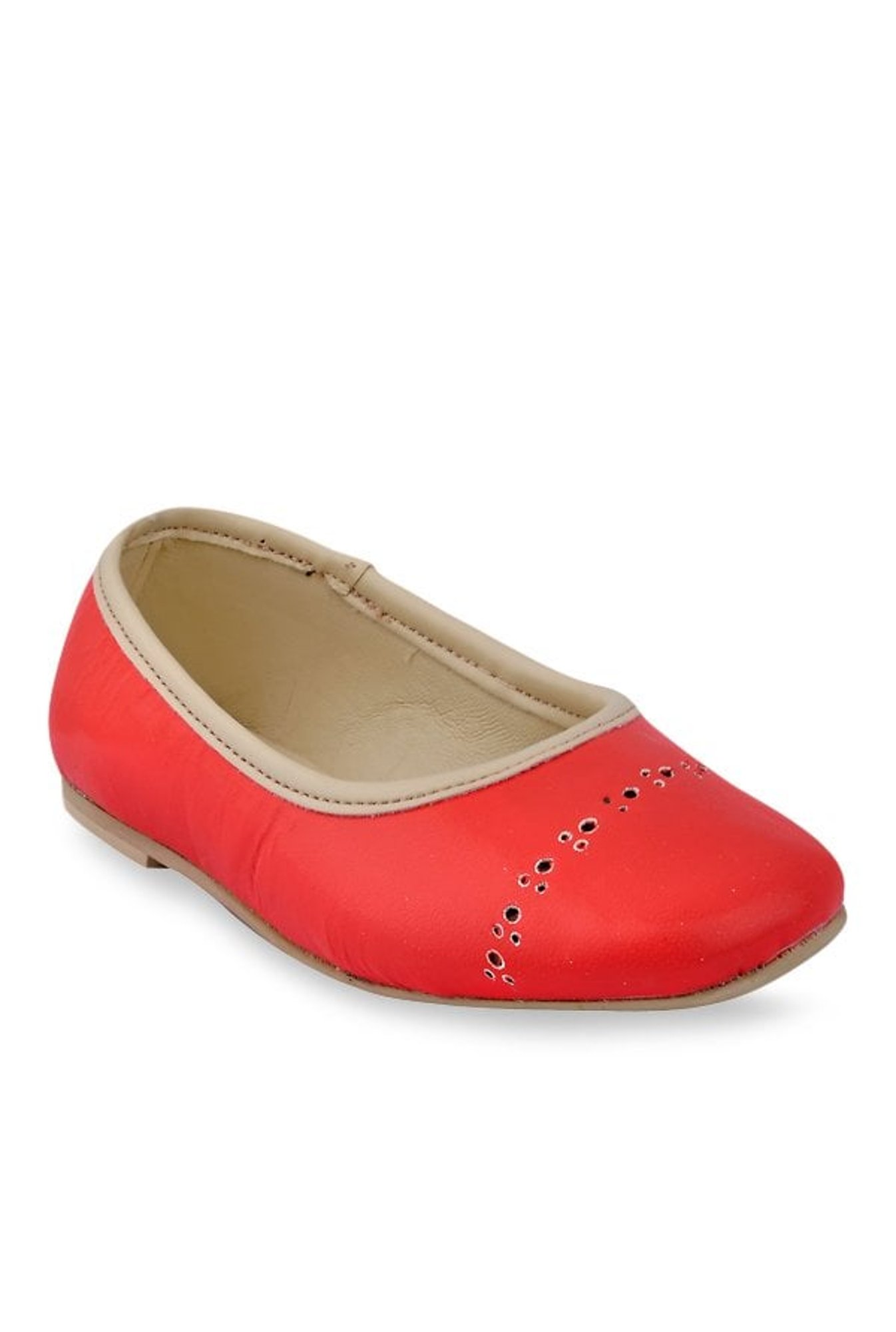 Beanz Kids Clara Carmine Red & Cream Flat Ballets