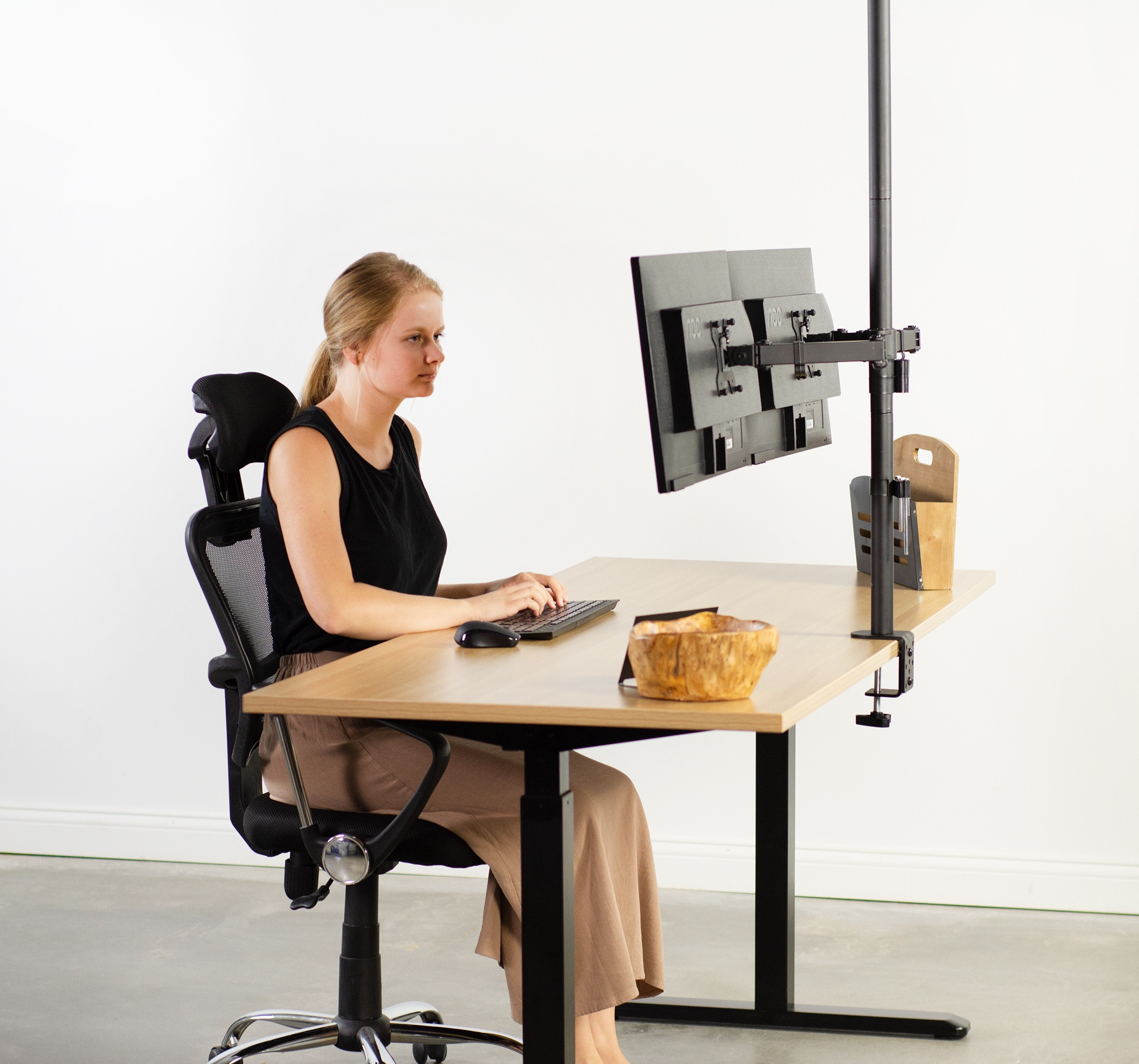 VIVO Dual LCD Monitor Desk Mount Stand Heavy Duty Fully Adjustable Fits 2 Screens up to 27" (STAND-V002)