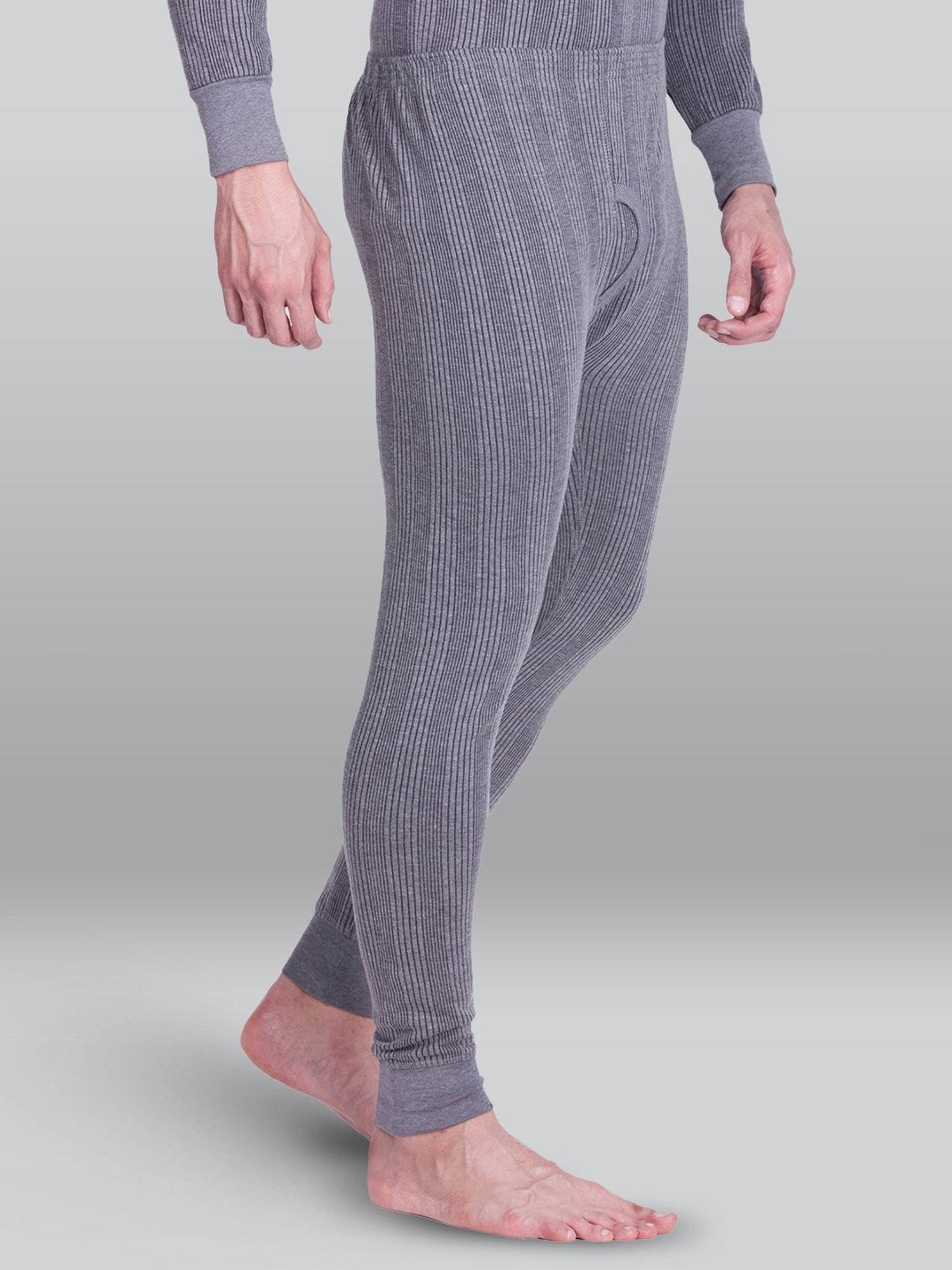 LUX Inferno Charcoal Skinny Fit Striped Thermal Bottoms - Pack of 2