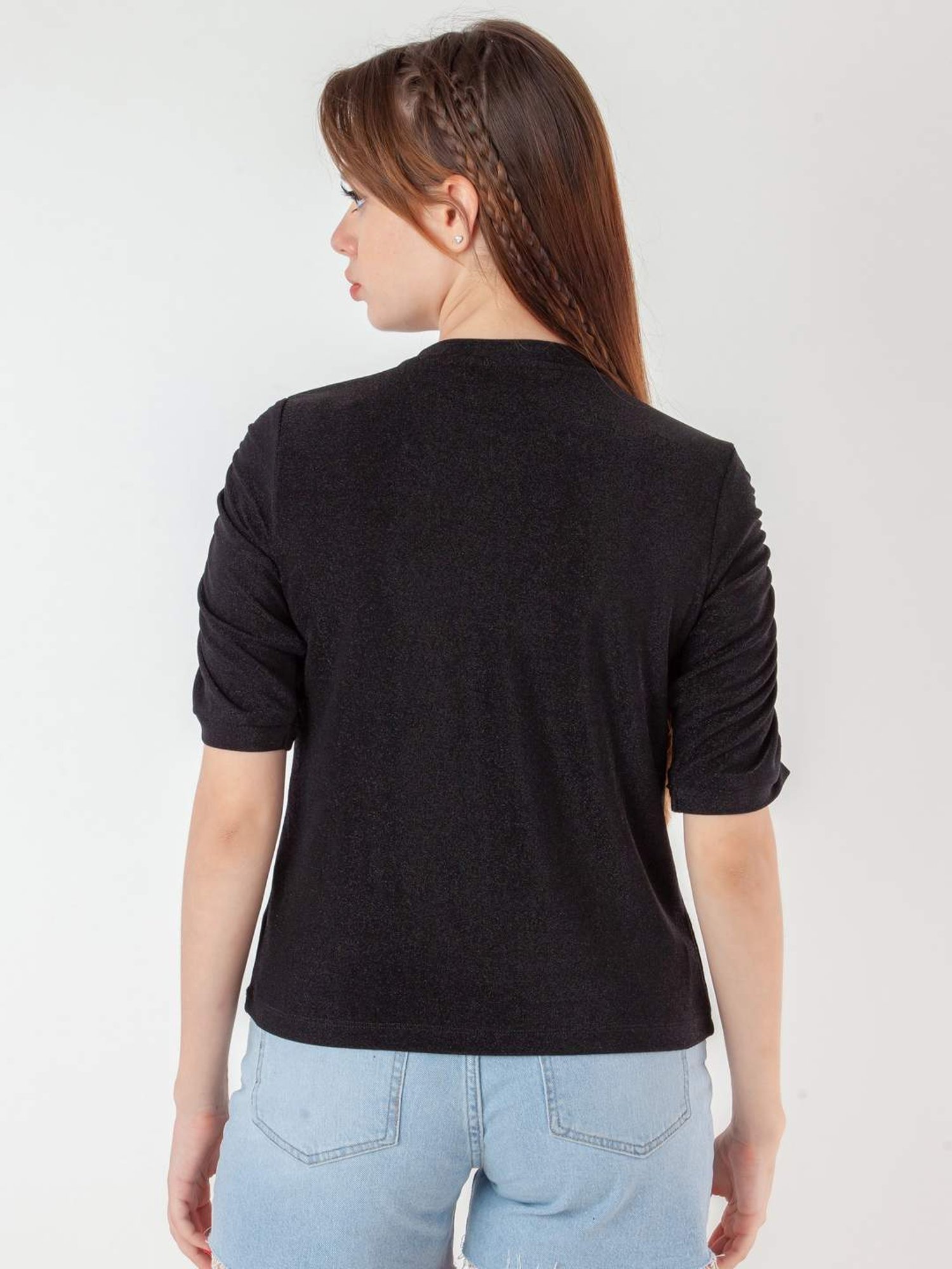 Zink London Black Self Pattern Top