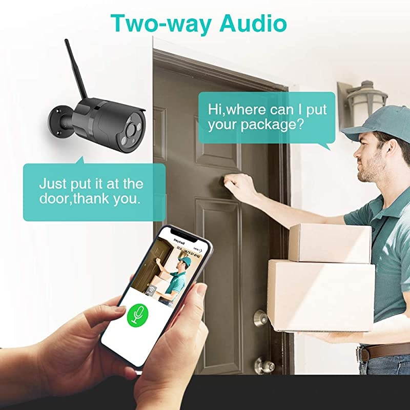 Camera, 1080P WiFi Security Camera, FHD Night Vision, A.I. Motion Detection, Instant Alert via Phone, 2-Way Audio, Live Video Zooms Function, Cloud Storage/Micro SD Card (Black)