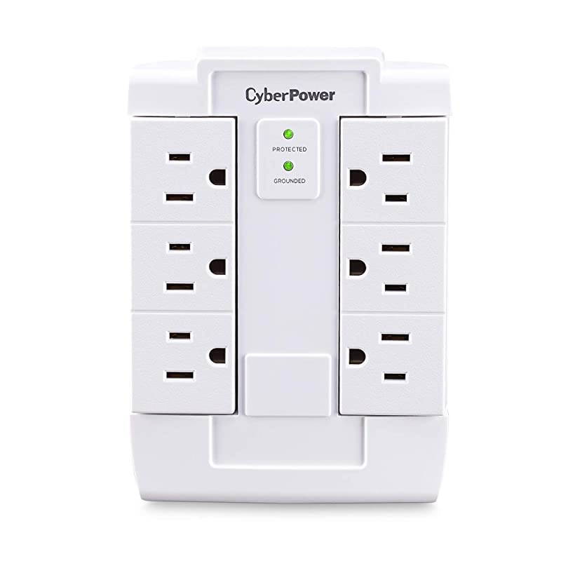 CSB600WS Surge Protector 900J125V 6 Swivel Outlets Wall Tap White 830in x 410in x 300in