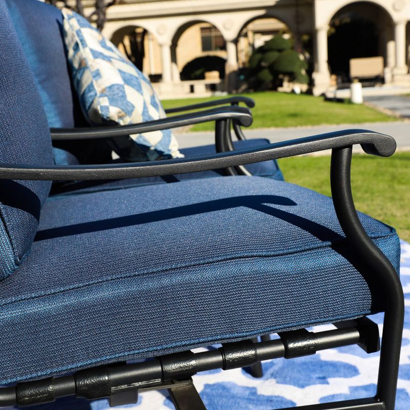 2pc Steel Outdoor Patio Accent Chairs Blue - Lokatse