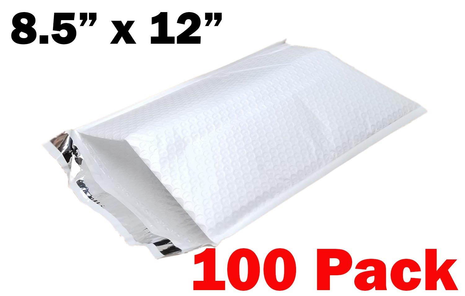 iMBAPrice 100 #2 (8.5" x 12") PURE WHITE COLOR SELF SEAL POLY BUBBLE MAILERS PADDED SHIPPING ENVELOPES (Total 100 Bags)