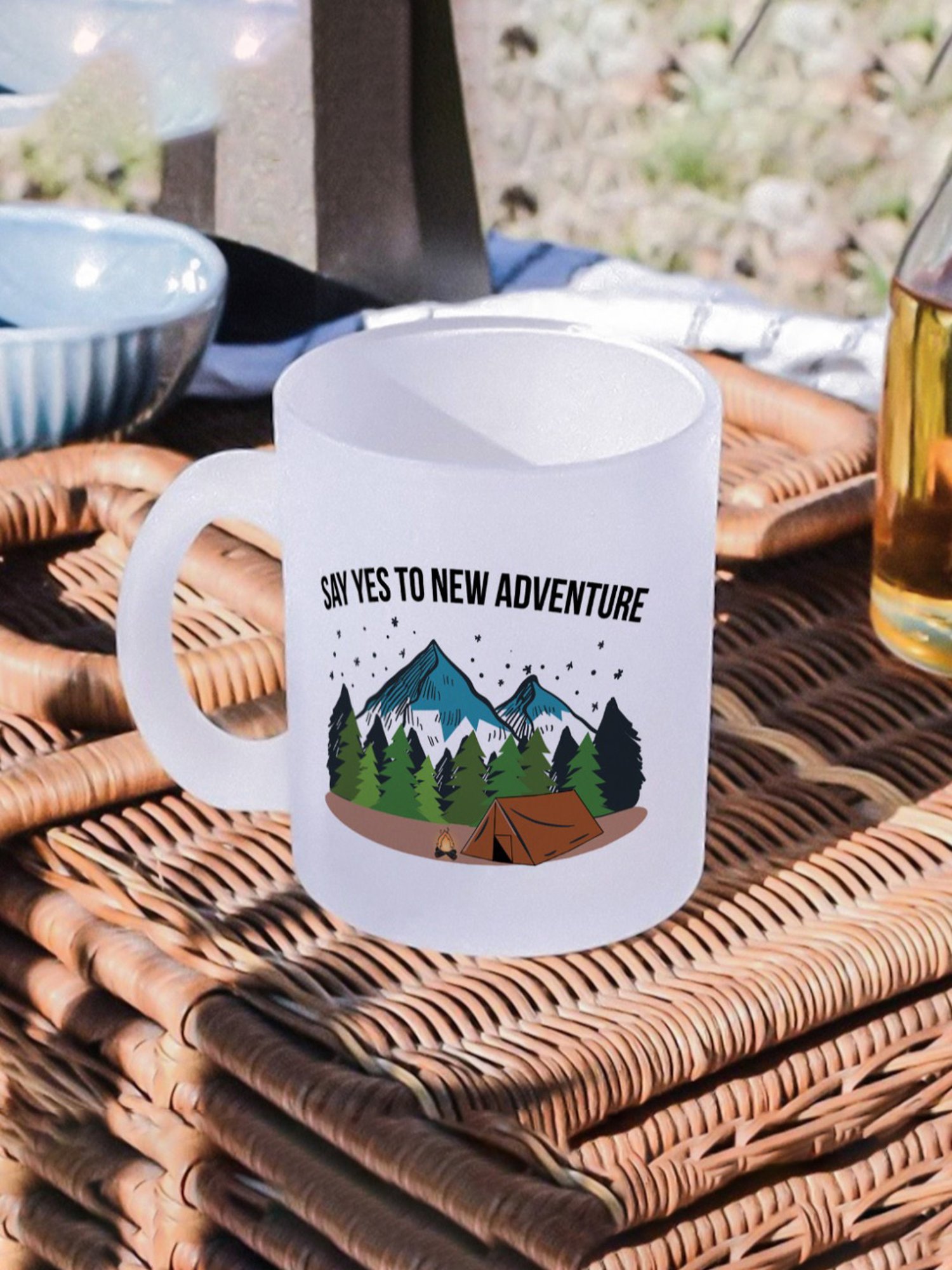 Gathari Aesthetic White Glass Frosted Coffee Mug