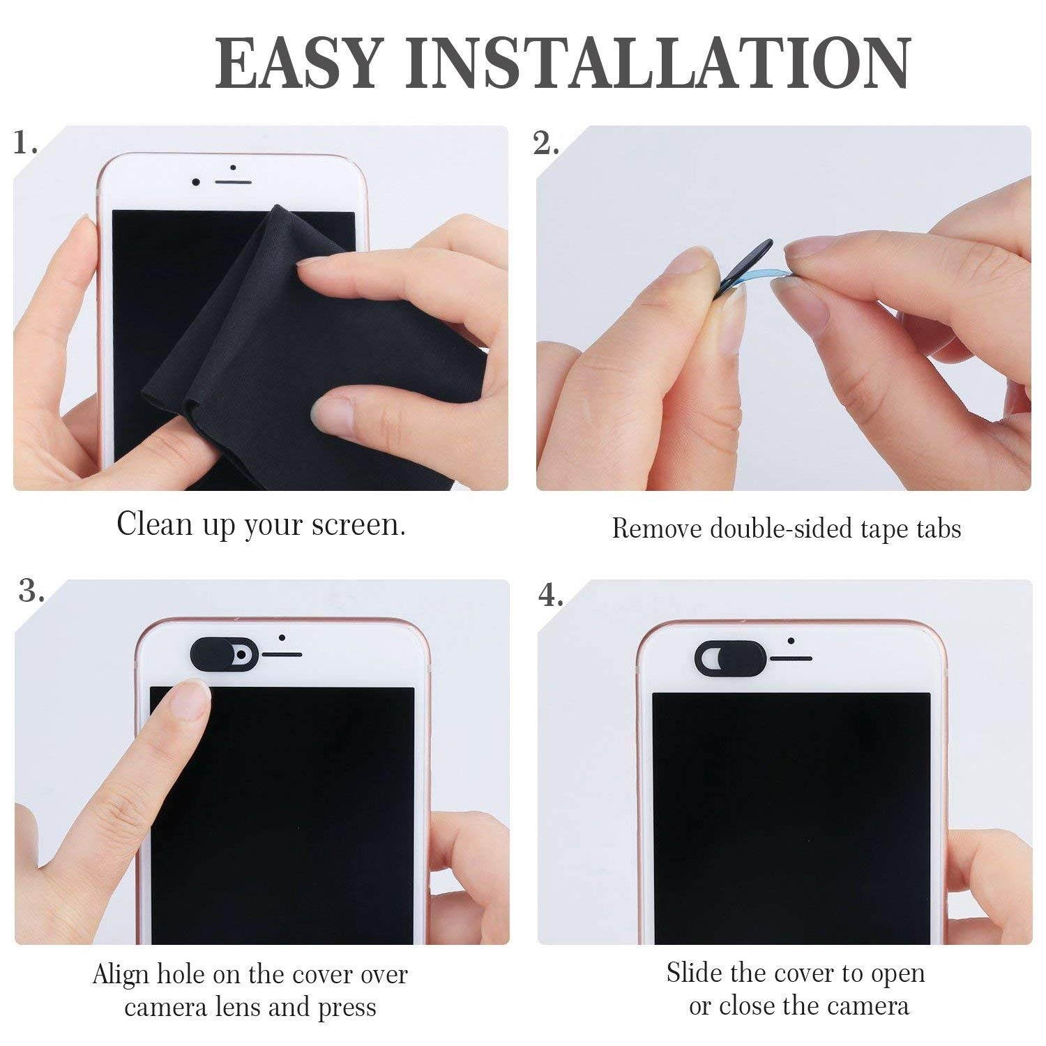 Webcam Cover 0.03in Ultra Thin (3 Pack), Web Camera Cover for Laptop Desktop PC Macboook Pro iMac Mac Mini Computer Smartphone, Protect Your Privacy and Securtiy Against Cam Hacks, Strong Adhesive