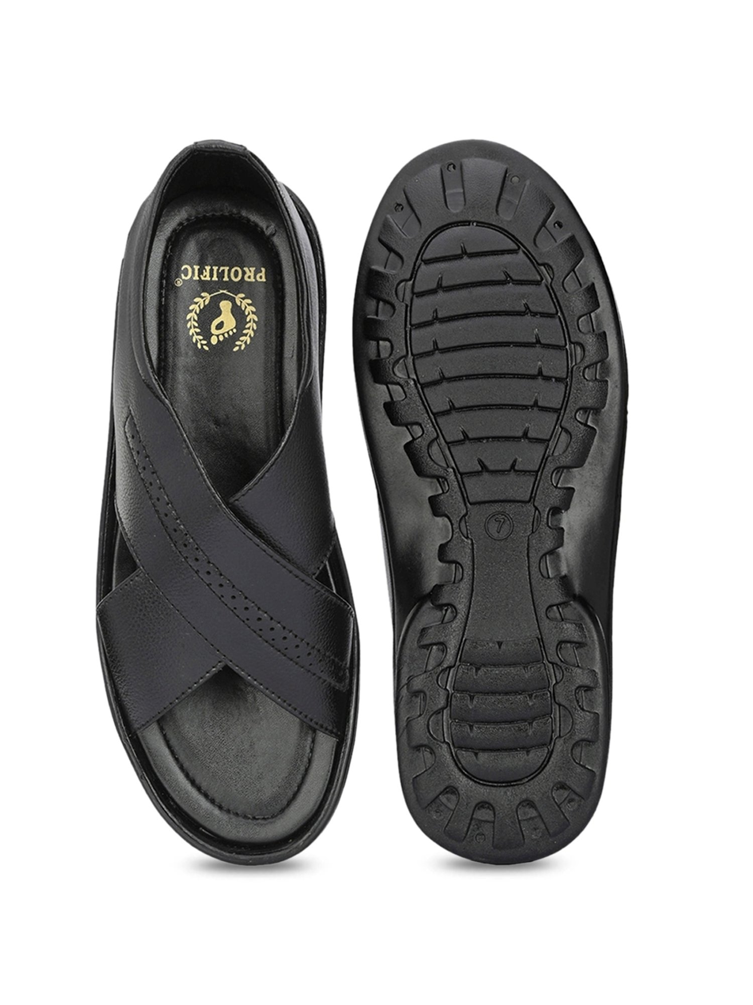 Prolific Men's Black Cross Strap Sandals
