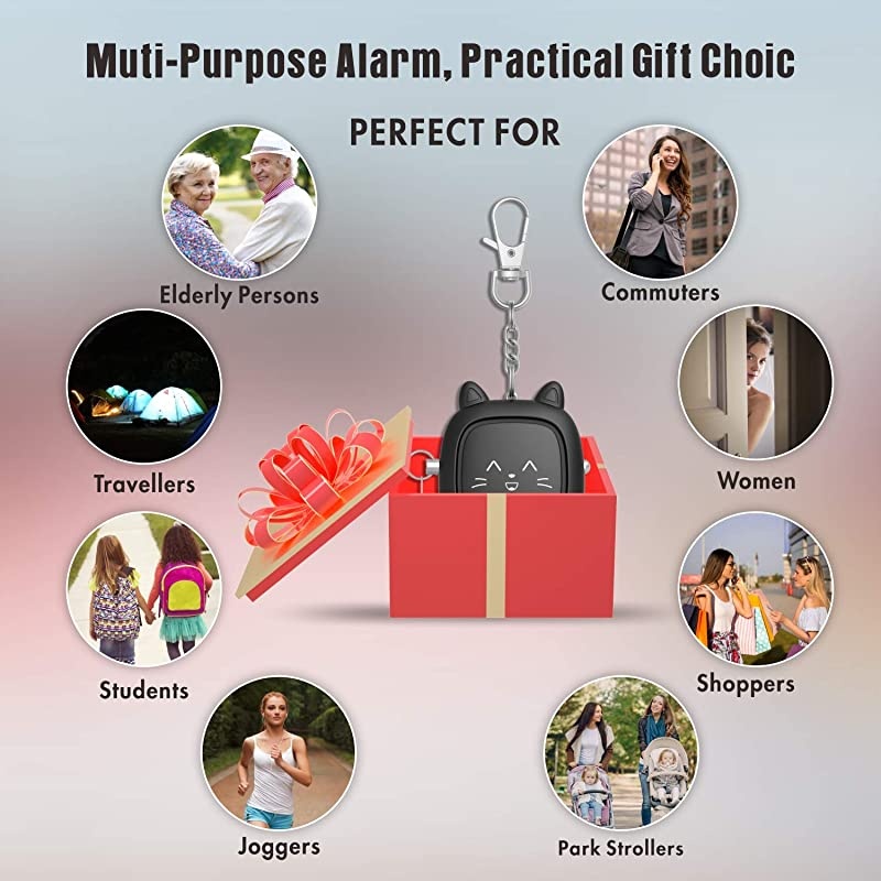 Sound Personal Alarm 3 Pack 130 dB Loud Siren Song Emergency SelfDefense Security Alarm Keychain with LED Light Personal Sound ty Siren for Women Men Children Elderly BluePinkBlack