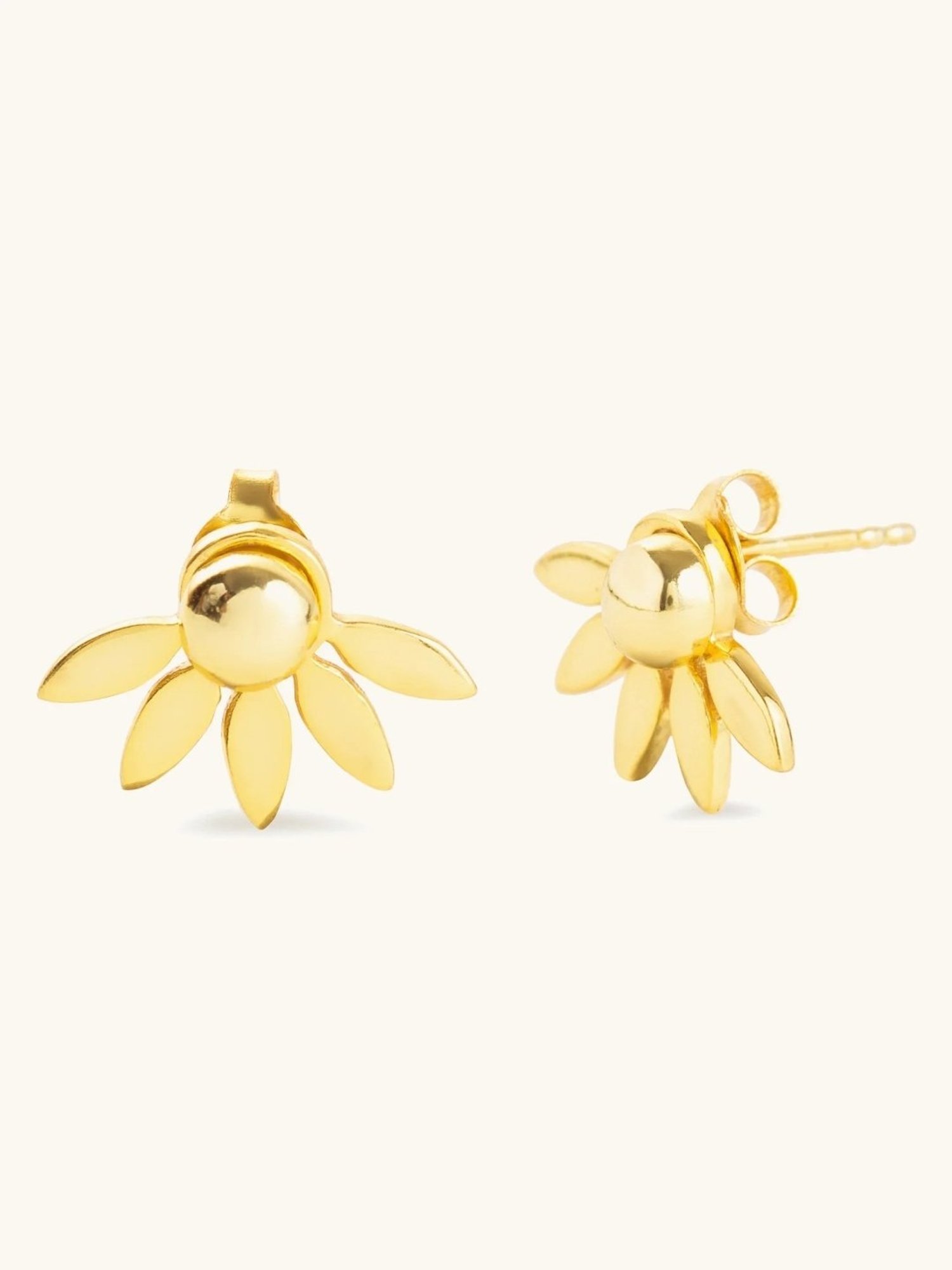 Mabel 92.5 Sterling Silver Leaf Fan Stu Stud Earrings for Women