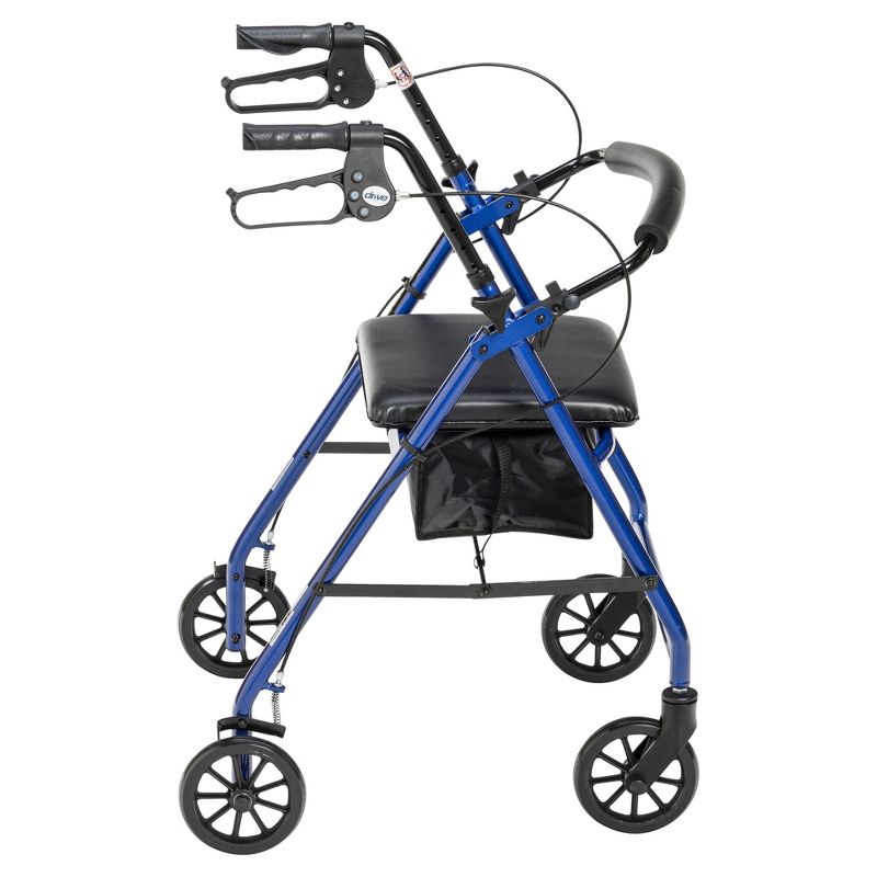 Drive Medical Walker Rollator with 6" Wheels, Fold Up Removable Back Support and Padded Seat, Blue