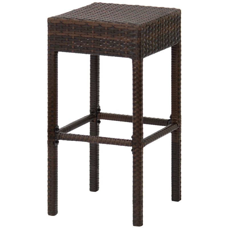 Best Choice Products Set of 2 Dual-Tone Outdoor Furniture Backless Wicker Bar Stools - Brown