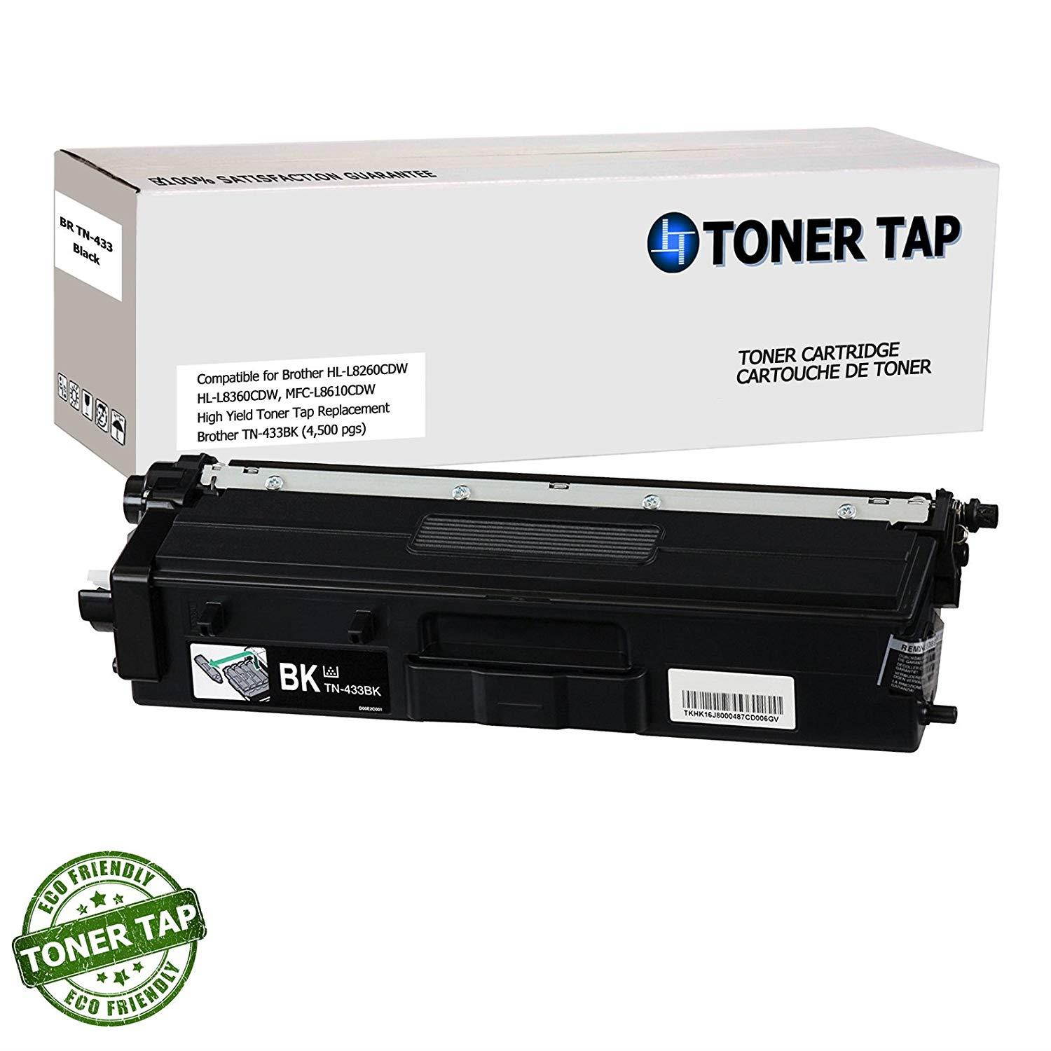 Toner Tap Brother TN-433BK, TN-433C, TN-433M, TN-433Y Compatible Toner for Brother HL-L8260CDW, HL-L8360CDW, HL-L8360CDWT, MFC-L8610CDW, MFC-L8900CDW (4 Pack, 1-Black, 1-Cyan, 1-Magenta, 1-Yellow)
