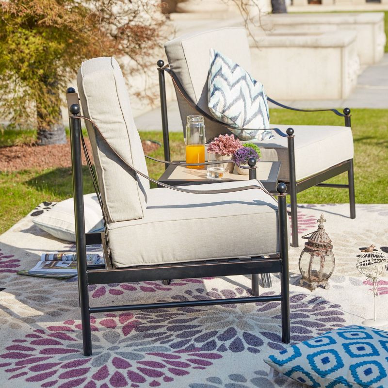 3pc Patio Steel Patio Seating Sets Cream - Lokatse