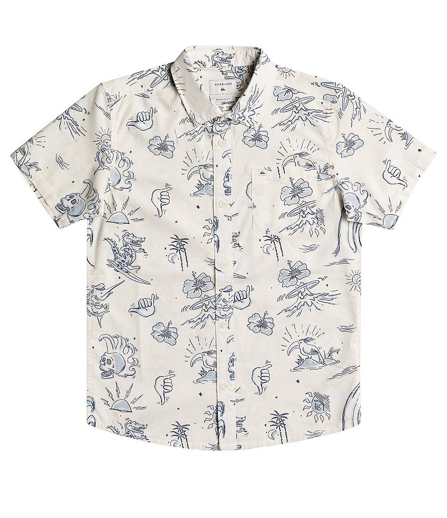 Quiksilver Big Boys 10-16 Short-Sleeve Wild Life Button-Front Shirt