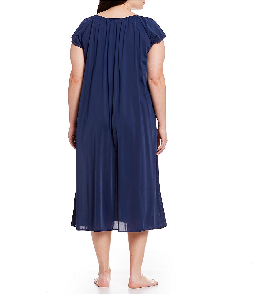 Miss Elaine Plus Embroidered Flutter Sleeve Round Neck Nightgown