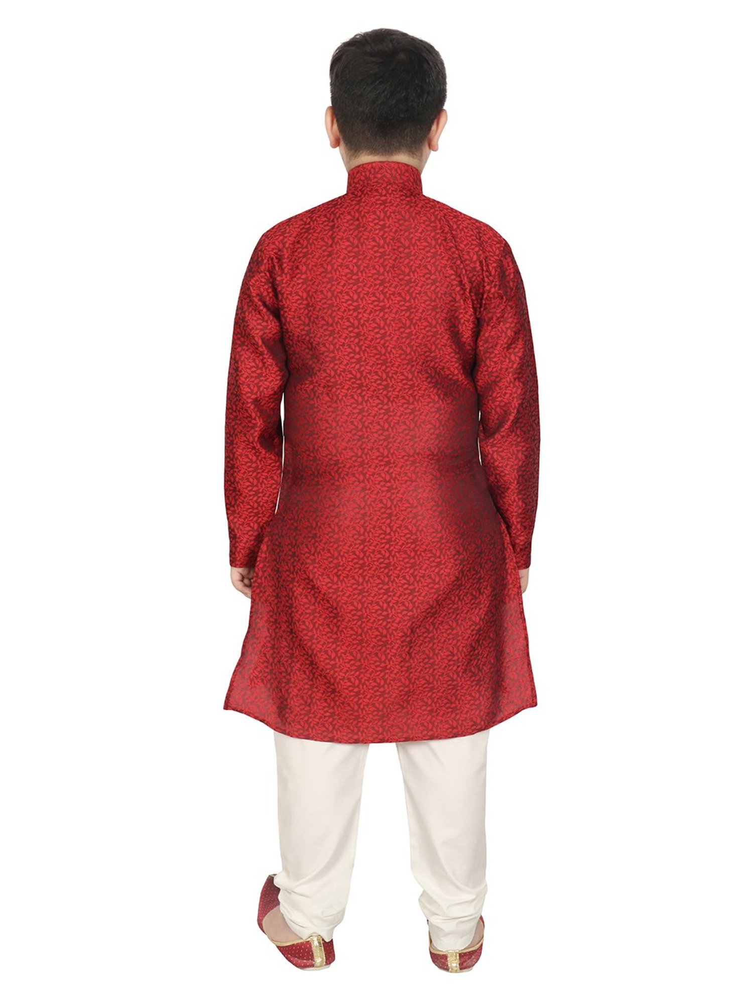 SG Yuvraj Kids Maroon & White Embroidered Full Sleeves Kurta with Pyjamas