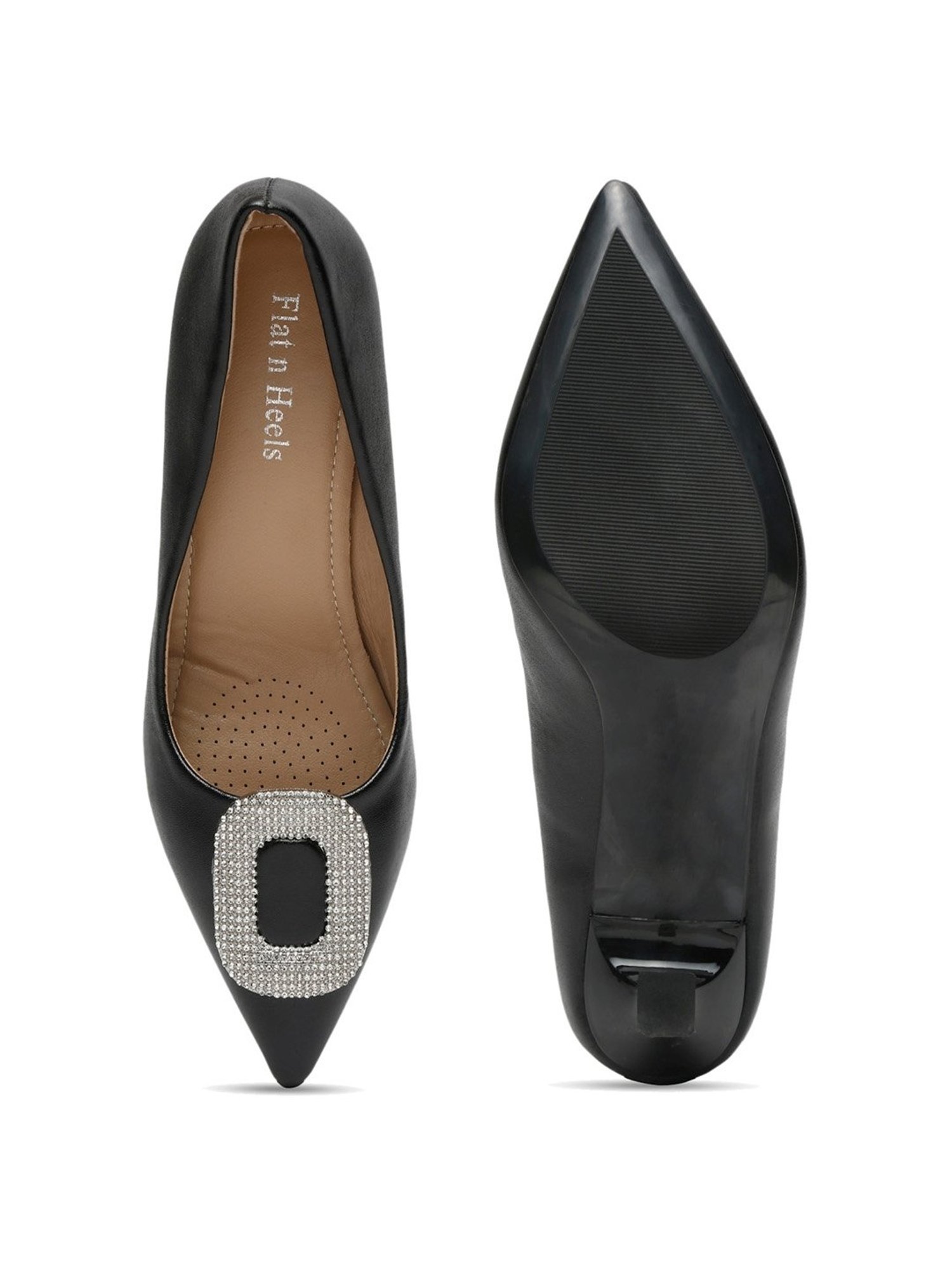 Flat N Heels Women's Black Stiletto Pumps