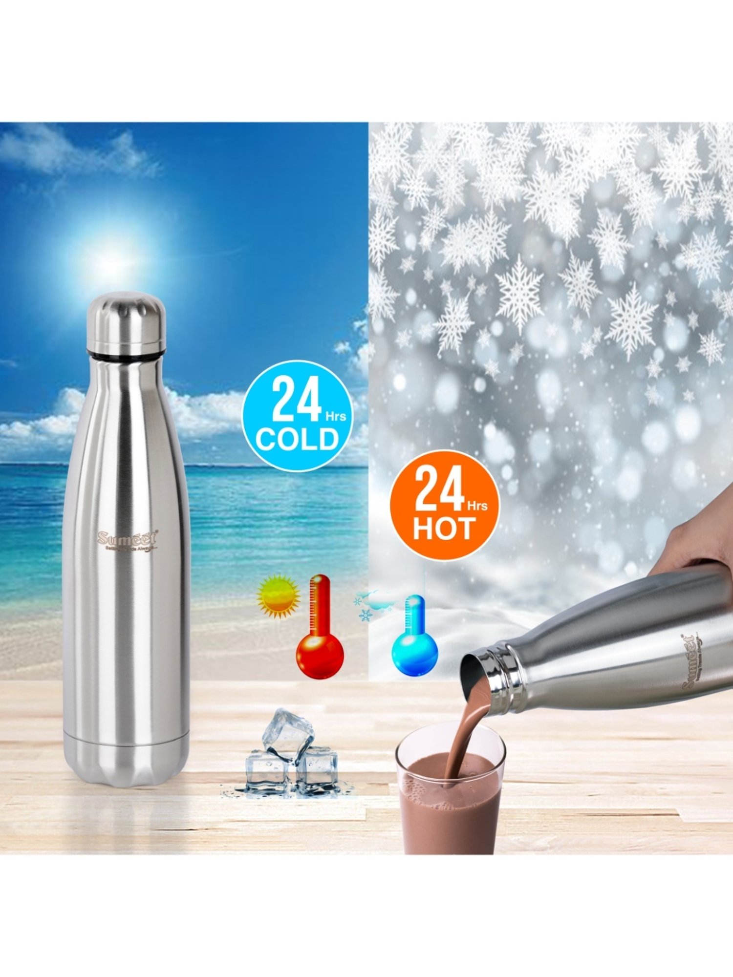 Milton BLISS 900 Thermosteel Vaccum Insulated Hot & Cold Water Bottle, 820 ml, Pink