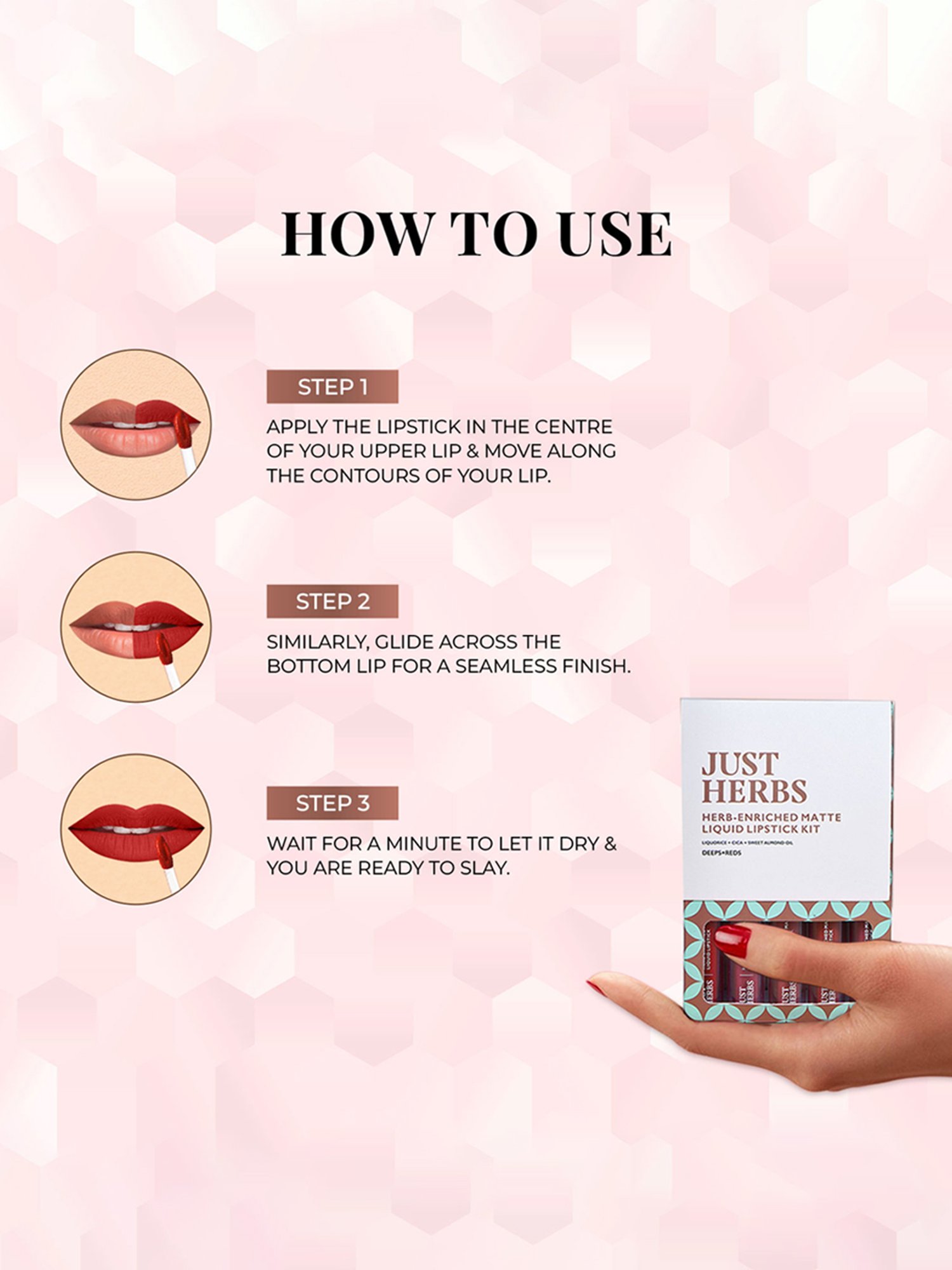 JUST HERBS Herb-Enriched Matte Liquid Lipstick Kit - Deeps + Reds