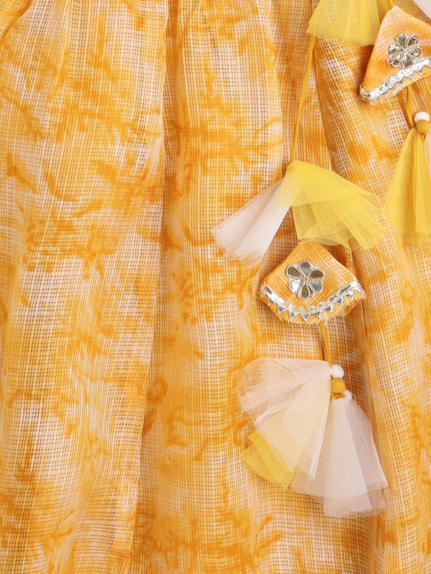 The Magic Wand Kids Mustard Embroidered Lehenga Cholis