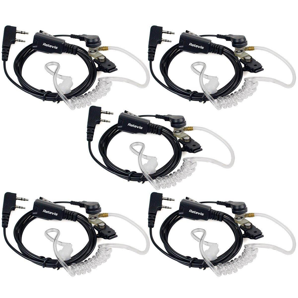 Retevis 2 Pin Acoustic Tube Headset Earpiece for Kenwood 2 Way Radios HYT Baofeng BF_UV5R 888S Retevis H_777 RT7 RT_5R Walkie
