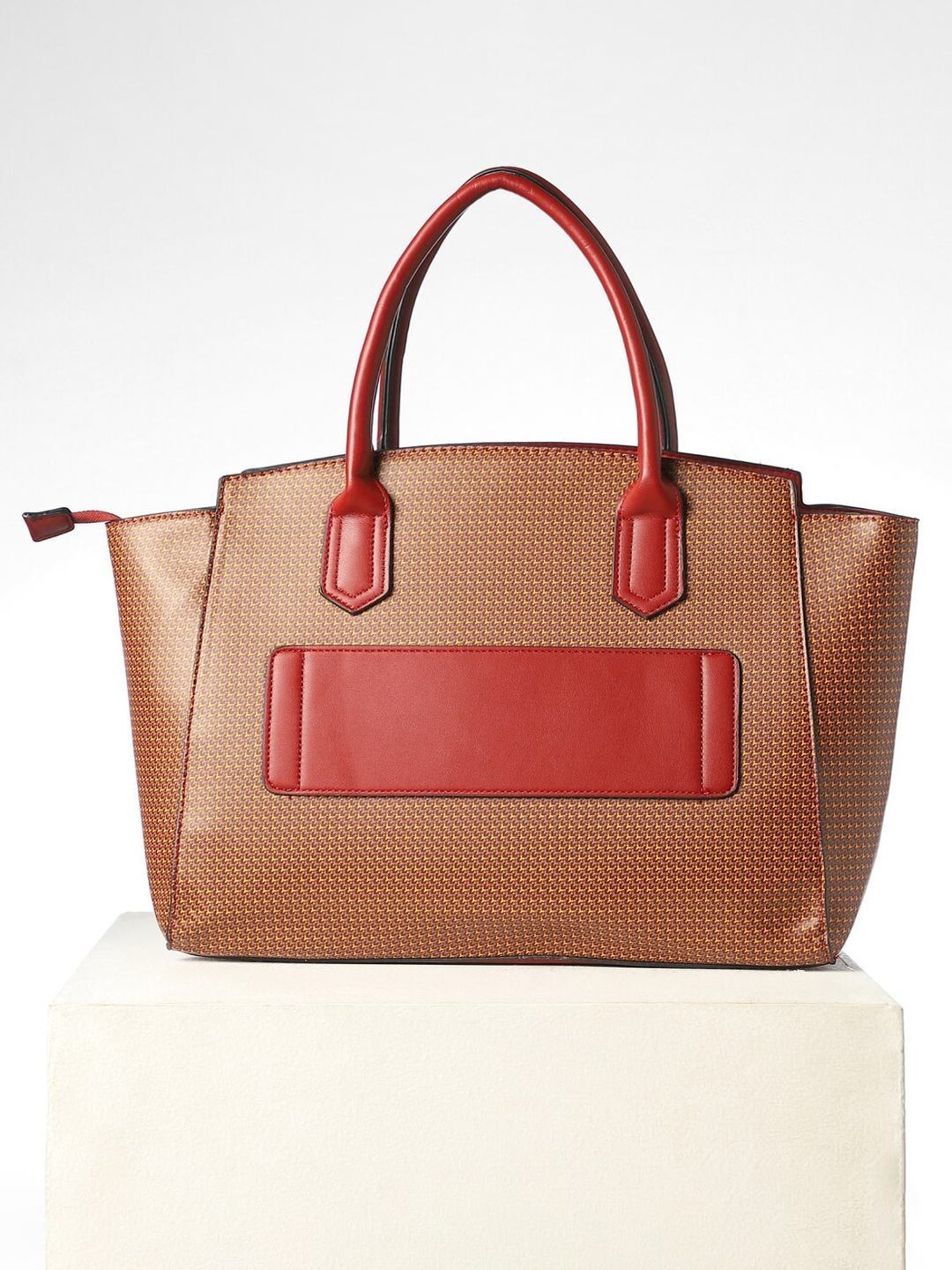 Allen Solly Brown Printed Medium Handbag