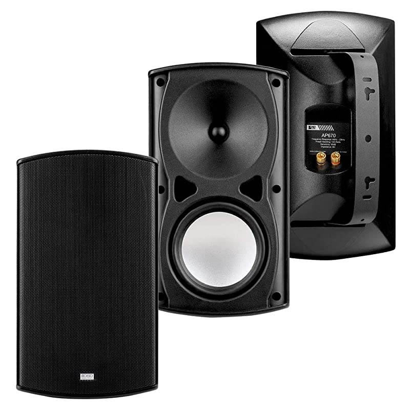6.5" Outdoor Patio Speaker High Performance Architectural Indoor Outdoor AP670 Black Pair