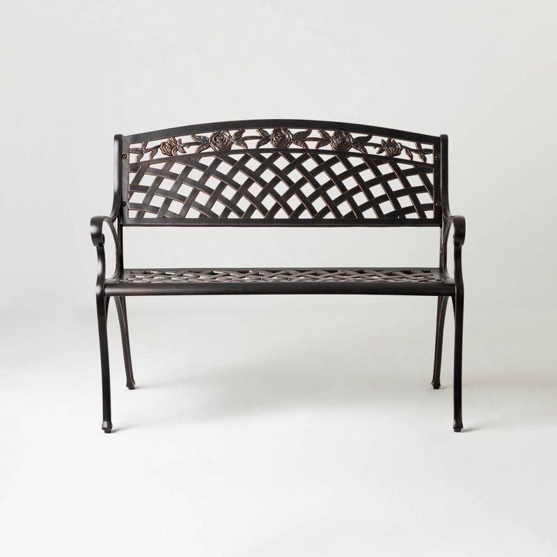 Scalret Aluminum Patio Bench - Antique Bronze - Balkene Home