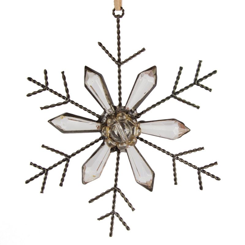 Ganz 5" Rustic Jeweled Faceted Tip Snowflake Christmas Ornament - Bronze