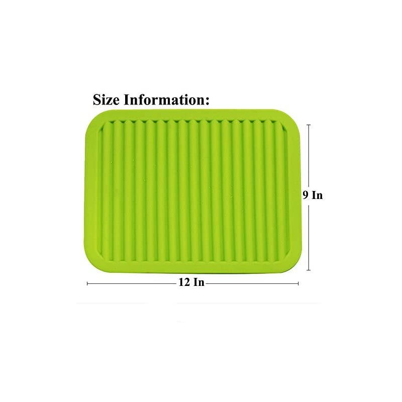Silicone Trivets - 9" x 12" Silicone Potholder [2 Set ] Silicone Pot Holders - Spoon Rest - Kitchen Table Mat - Hot Pads - Large Coasters (Green)